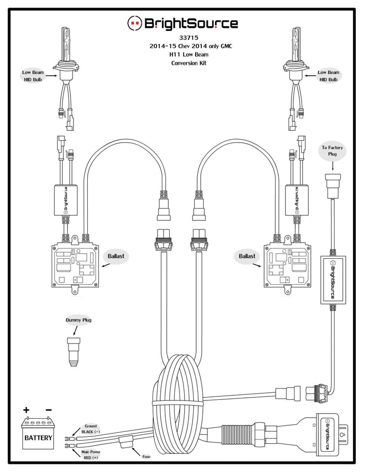 #33715 H11 Multi Vehicle Specific Low Beam HID Conversion Kit