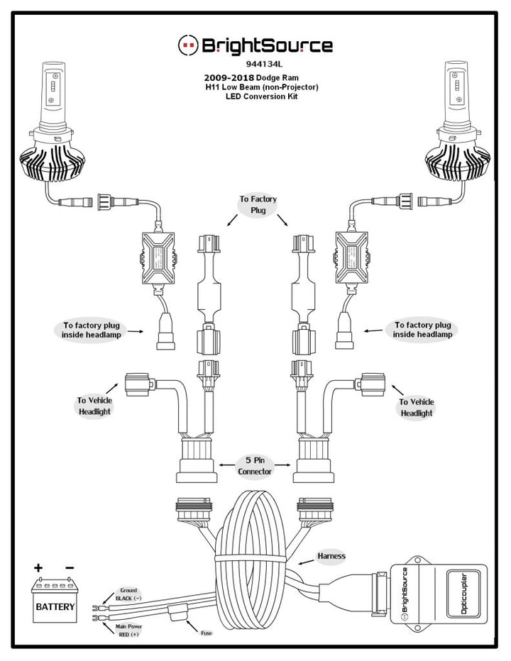 * #944134L Dodge/Ram H11 - Low Beam LED Conversion Kit