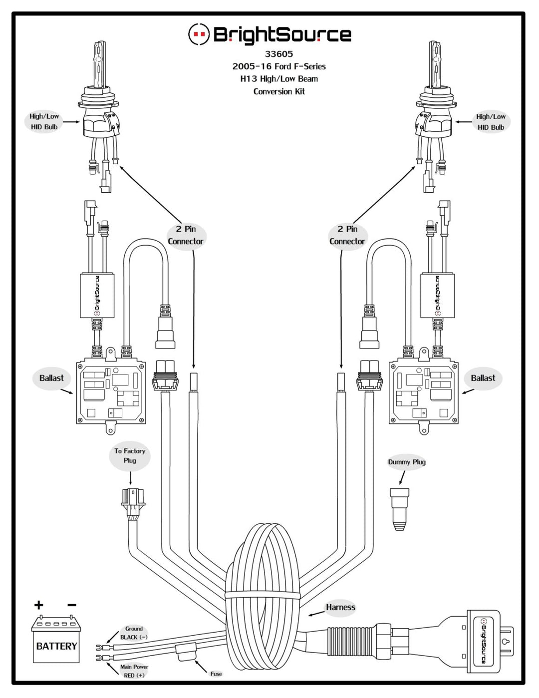 #33618 Ford Super Duty Quad H13 - 4 bulb High/Low HID Conversion Kit