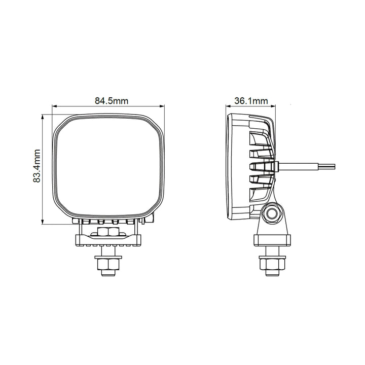 3.3" Square Work Light, White Thermoplastic Housing