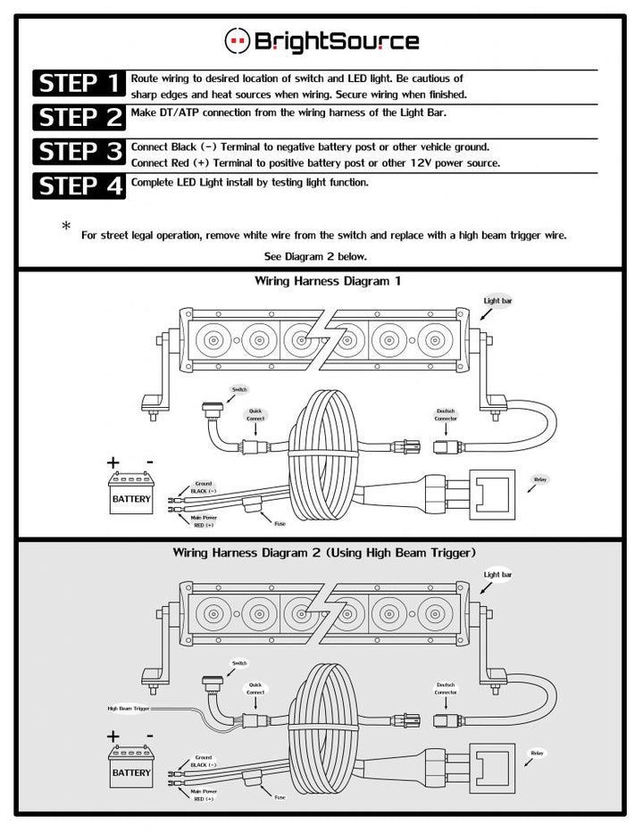 30A Wiring harness for single lamps