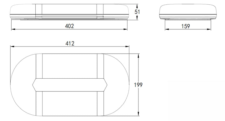 Diamond Series Mid Size Light Bar, SAE Class 1, Amber Flash (Clear or Amber Lens)