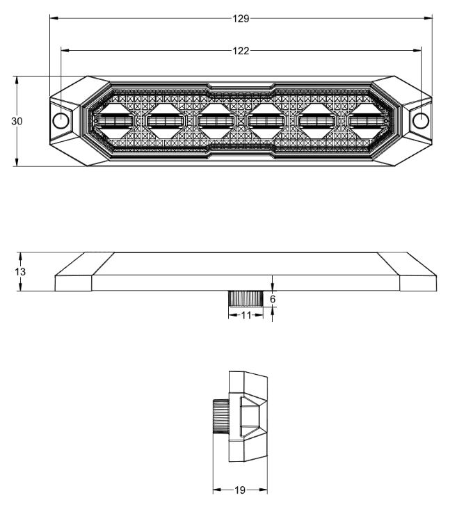 6 LED Stealth Warning/Marker Light Amber/Blue