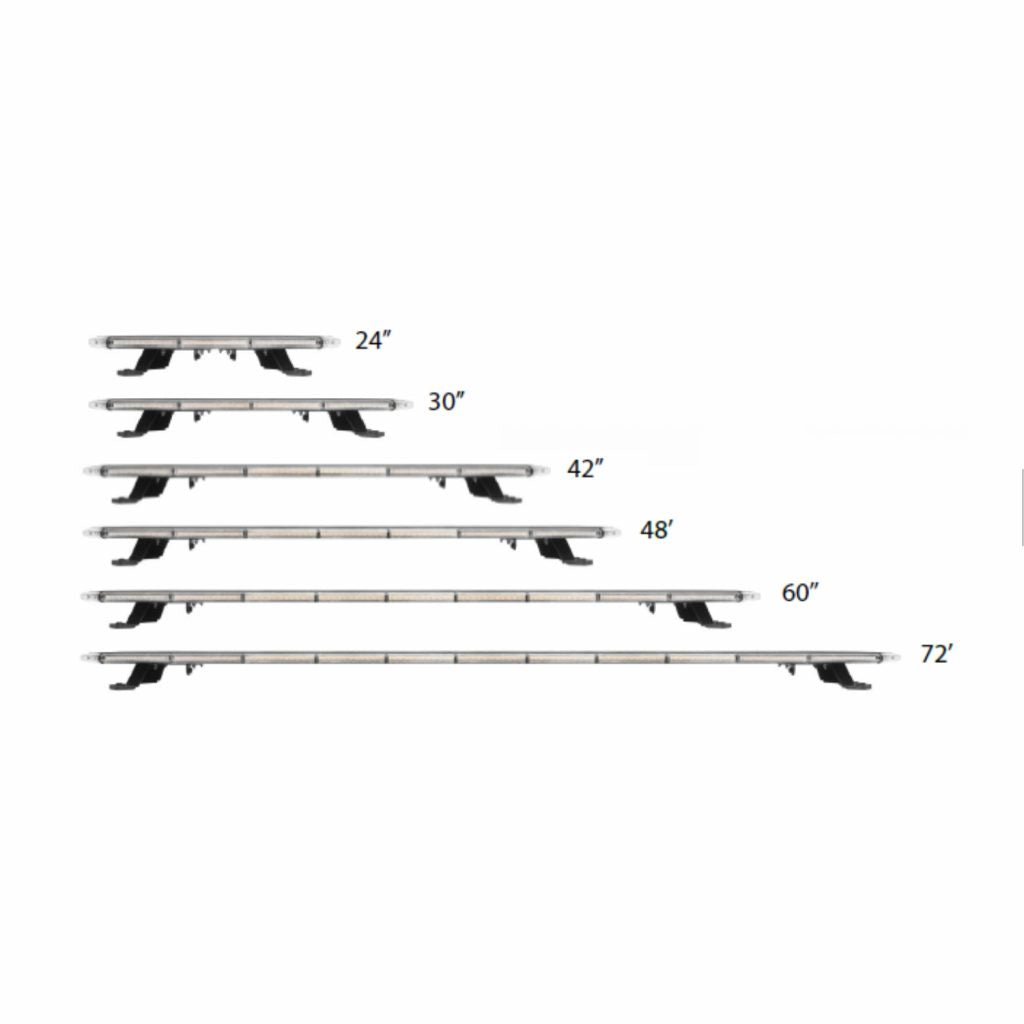 Super Slim Amber Safety Warning Bar, 6 Lengths, 14 Flash Patterns