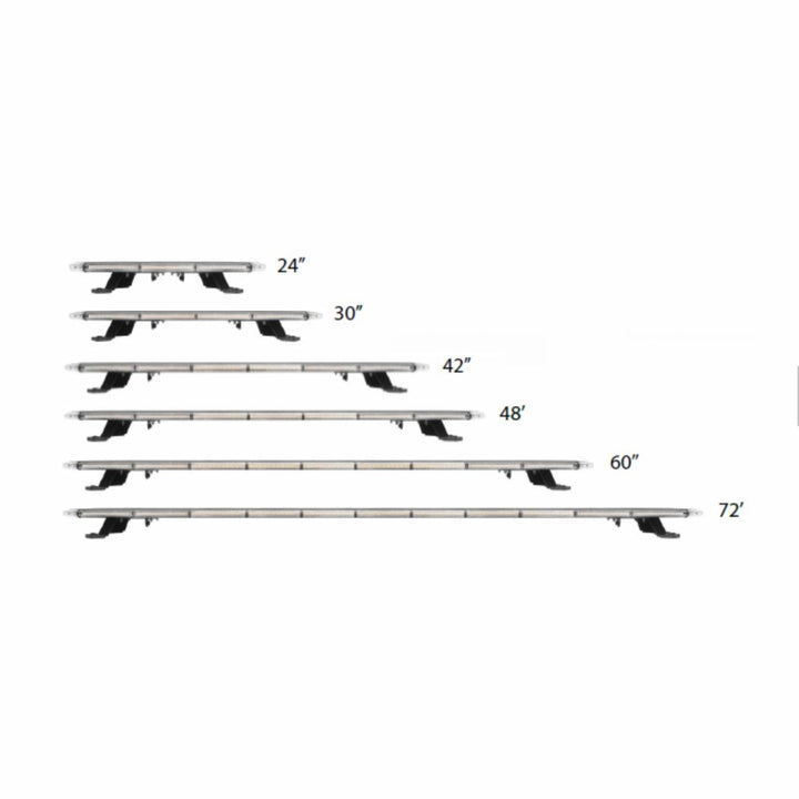 Super Slim Amber Safety Warning Bar, 6 Lengths, 14 Flash Patterns