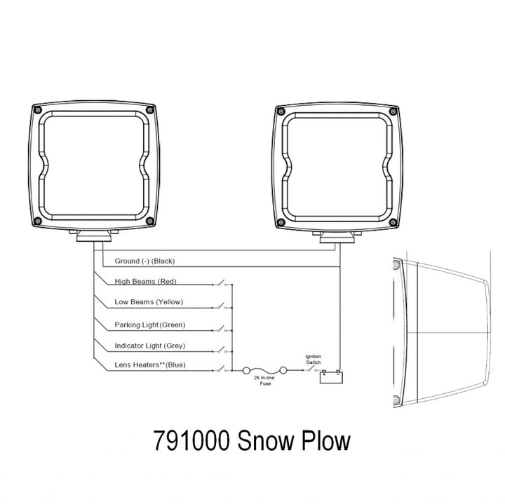Heated Snow Plow Light, SAE Approved / DOT Compliant